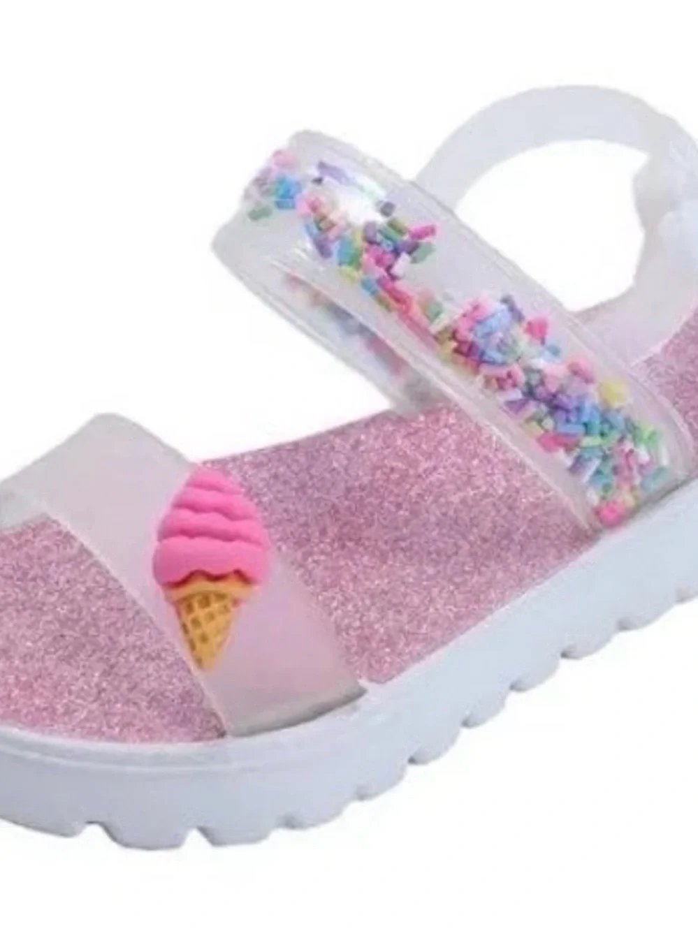 bebe Toddler Girl's PCU Sandal with Sprinkles and Ice Cream Charm